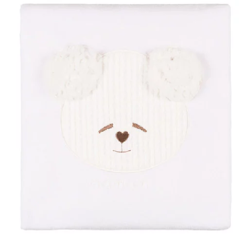 Coperta culla bianca orsetto ciniglia