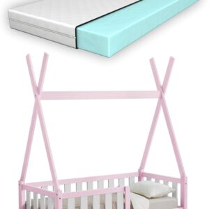 Lettino Montessoriano Capanna Rosa con Materasso