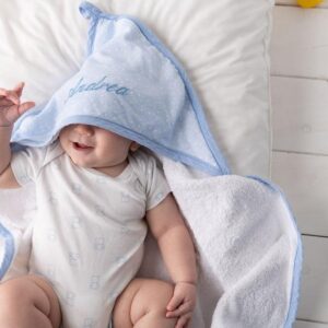 Accappatoio Neonato Bianco Azzurro