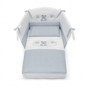 Parure Lettino Piumino e Paracolpi Bianco e Grigio